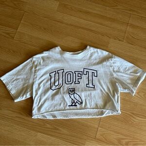 OVO x University of Toronto Cropped White Logo T-Shirt Small